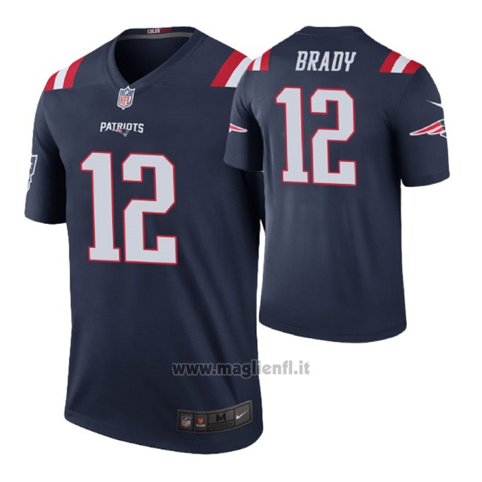 Maglia NFL Legend New England Patriots Legend 12 Tom Brady Color Rush Blu